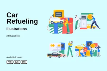 Car Refueling Illustration Pack