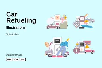 Car Refueling Illustration Pack