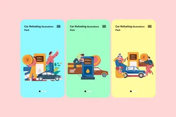 Car Refueling Illustration Pack