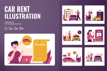 Car Rent Service Illustration Pack