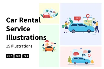 Car Rental Service Illustration Pack