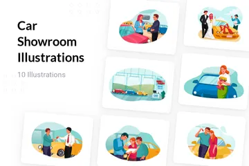 Car Showroom Illustration Pack