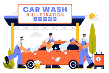 Car Wash Illustration Pack