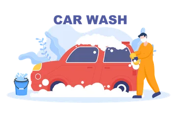 Car Wash Service Illustration Pack