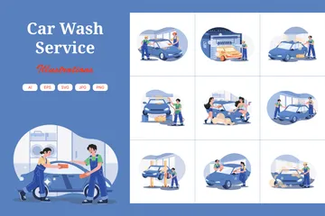 Car Wash Service Illustration Pack