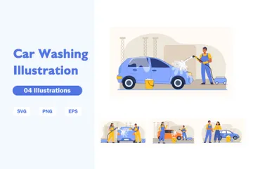 Car Washing Illustration Pack