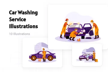 Car Washing Service Illustration Pack