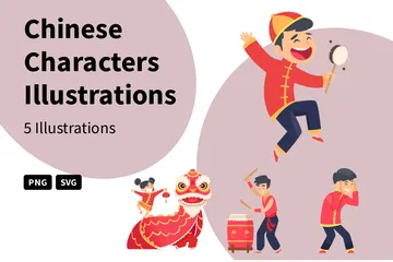 Caracteres chineses Pacote de Ilustrações