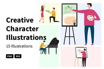 Carattere creativo Illustration Pack