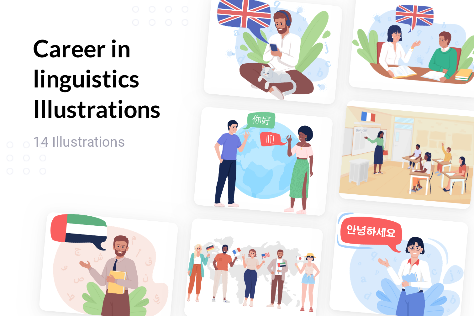 Premium Career In Linguistics Illustration Pack From School & Education ...