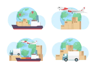 Cargo Shipping Illustration Pack