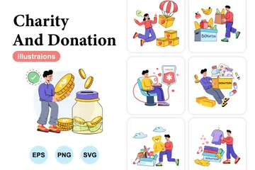 Caridad y donación Illustration Pack