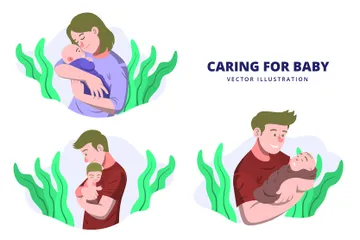 Caring For Baby Illustration Pack