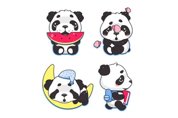 Panda carino Illustration Pack