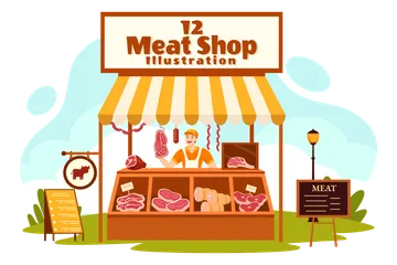 Tienda de carne Paquete de Ilustraciones