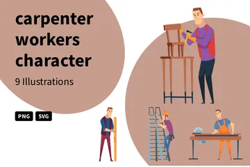 Carpenter Workers Character Illustration Pack
