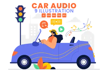 Áudio do carro Pacote de Ilustrações