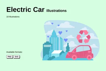 Carro elétrico Pacote de Ilustrações