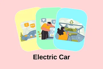 Carro elétrico Pacote de Ilustrações