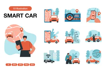 Carro inteligente Pacote de Ilustrações