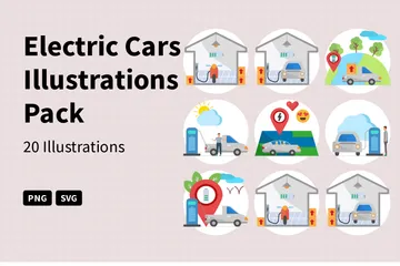 Carros elétricos Pacote de Ilustrações