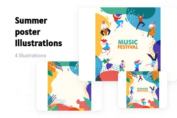 Cartel de verano Paquete de Ilustraciones