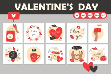Cartões para o Dia dos Namorados Pacote de Ilustrações