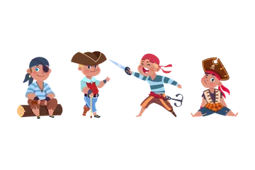 Cartoon Character Boys Pirates Illustration Pack