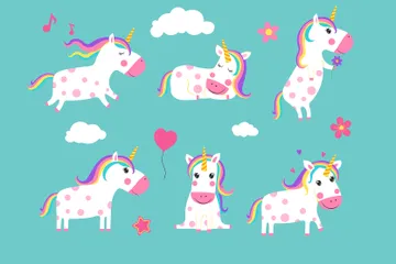 Cartoon Unicorn Illustration Pack