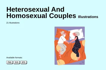 Casais heterossexuais e homossexuais Pacote de Ilustrações