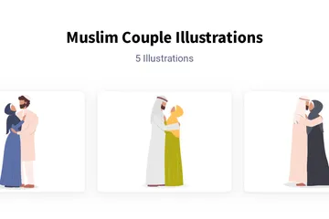 Casal Muçulmano Pacote de Ilustrações