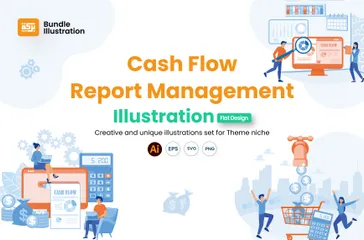 Cash Flow Report Management Illustration Pack
