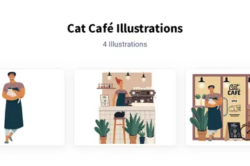 Cat Café Illustration Pack