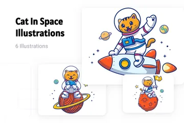Cat In Space Illustration Pack