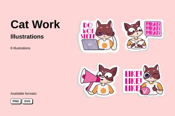 Cat Work Illustration Pack