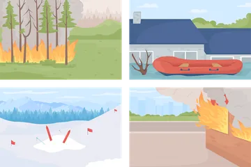 Catastrophes environnementales Pack d'Illustrations