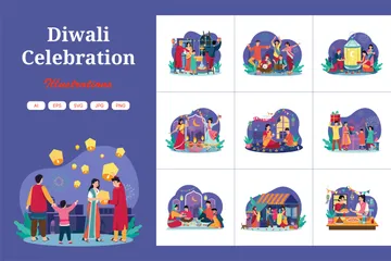 Celebração do Diwali Pacote de Ilustrações