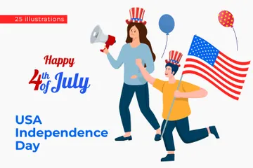 Comemoração do Dia da Independência dos EUA Pacote de Ilustrações