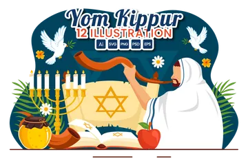 Celebração do Yom Kippur Pacote de Ilustrações