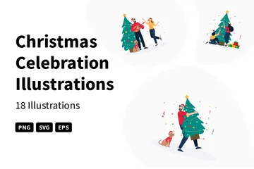 Celebración de Navidad Paquete de Ilustraciones