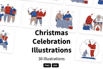 Celebración de Navidad Paquete de Ilustraciones