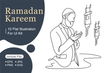 Comemore o Ramadã Kareem Pacote de Ilustrações