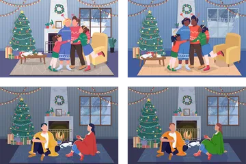 Celebrating Christmas At Home Illustration Pack