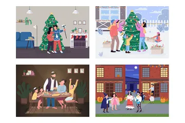 Celebrazione festiva tradizionale Illustration Pack