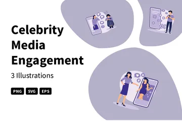 Celebrity Media Engagement Illustration Pack