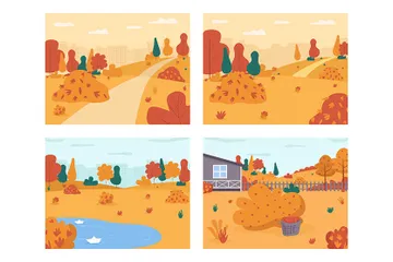 Cenário de outono Pacote de Ilustrações