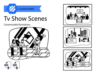 Cenas de programas de TV Pacote de Ilustrações