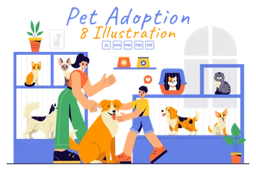 Centro de adopción de mascotas Illustration Pack