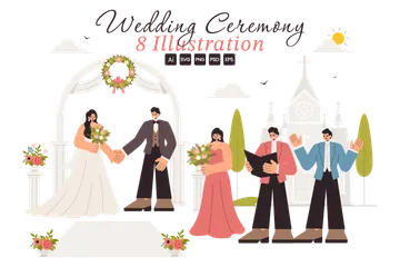 Célébration de la cérémonie de mariage Pack d'Illustrations