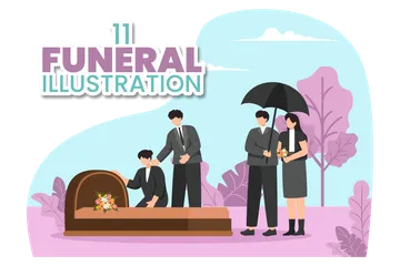 Cerimônia Funeral Pacote de Ilustrações